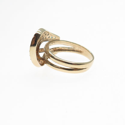 925 Sterling Silver 2-Tone Round-Cut C Z Buckle Ring Size 6.25