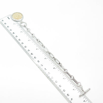 JACMEL JEWELRY INC. 925 Sterling Silver 2-Tone Vintage Mixed Link Bracelet 6.5"