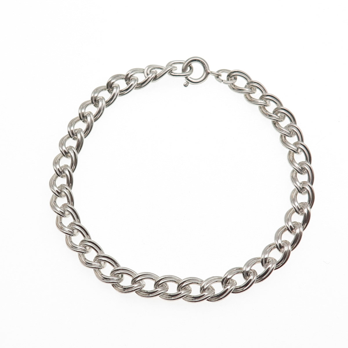 925 Sterling Silver Vintage Double Curb Link Bracelet 6.75"