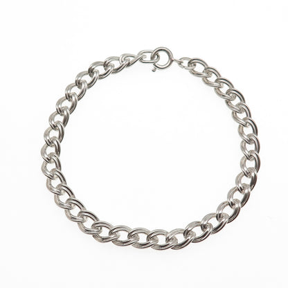 925 Sterling Silver Vintage Double Curb Link Bracelet 6.75"