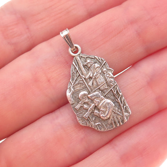 925 Sterling Silver Vintage George Rogers Clark Indiana History Charm Pendant