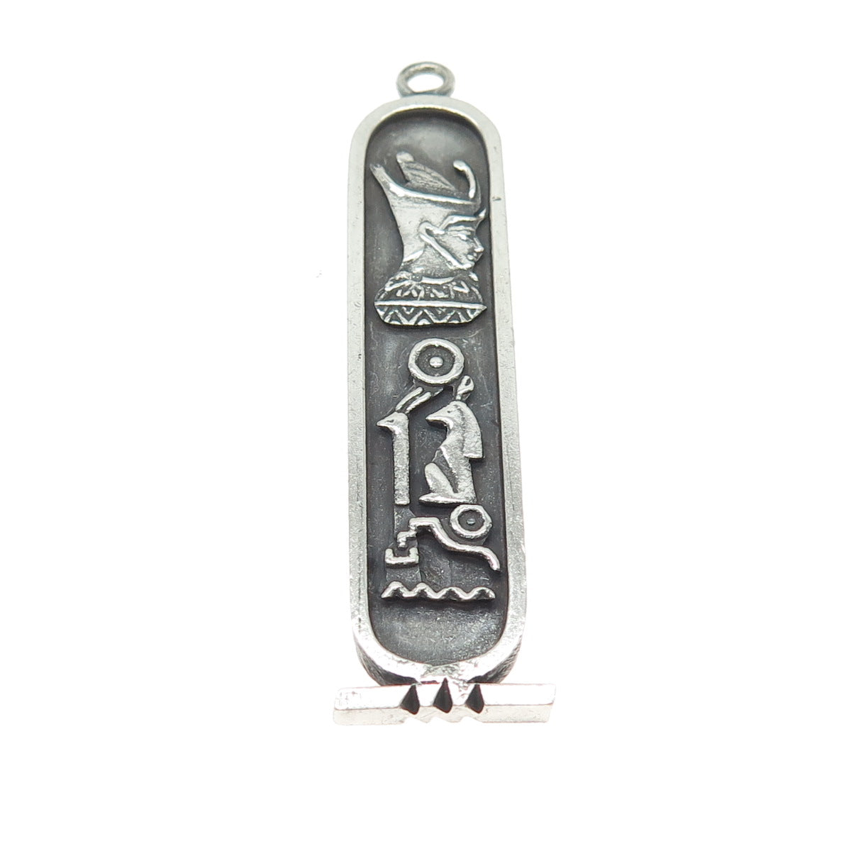 800 Silver Vintage Egypt Cartouche Double Sided Pendant