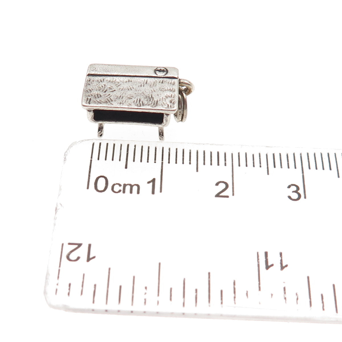 925 Sterling Silver Vintage School Desk Oxidized 3D Mini Charm Pendant