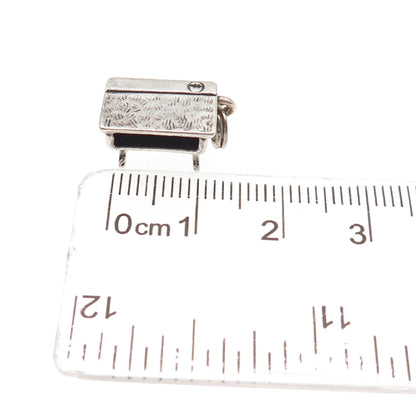 925 Sterling Silver Vintage School Desk Oxidized 3D Mini Charm Pendant