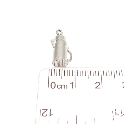 925 Sterling Silver Antique Art Deco Coffeepot 3D Mini Charm Pendant