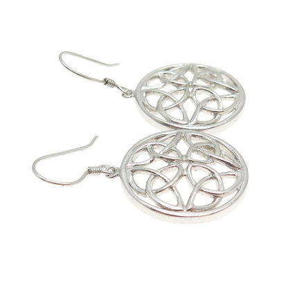 925 Sterling Silver Vintage Celtic Dangle Hook Earrings