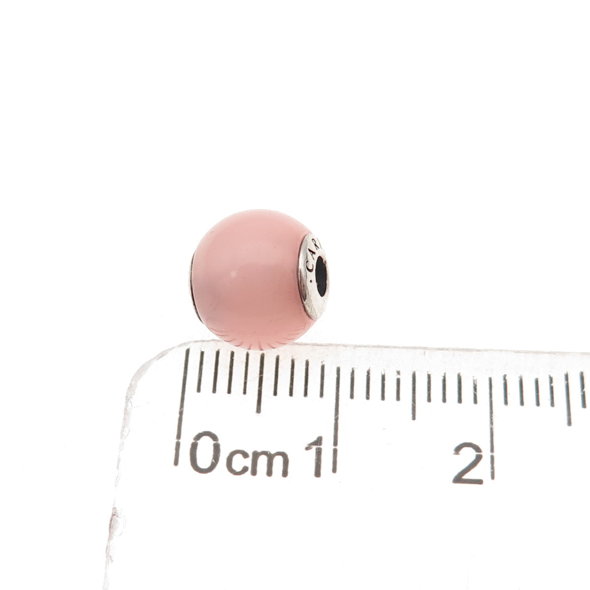 Pandora 925 Sterling Silver Real Rose Quartz Essence Caring Slide Bead Charm