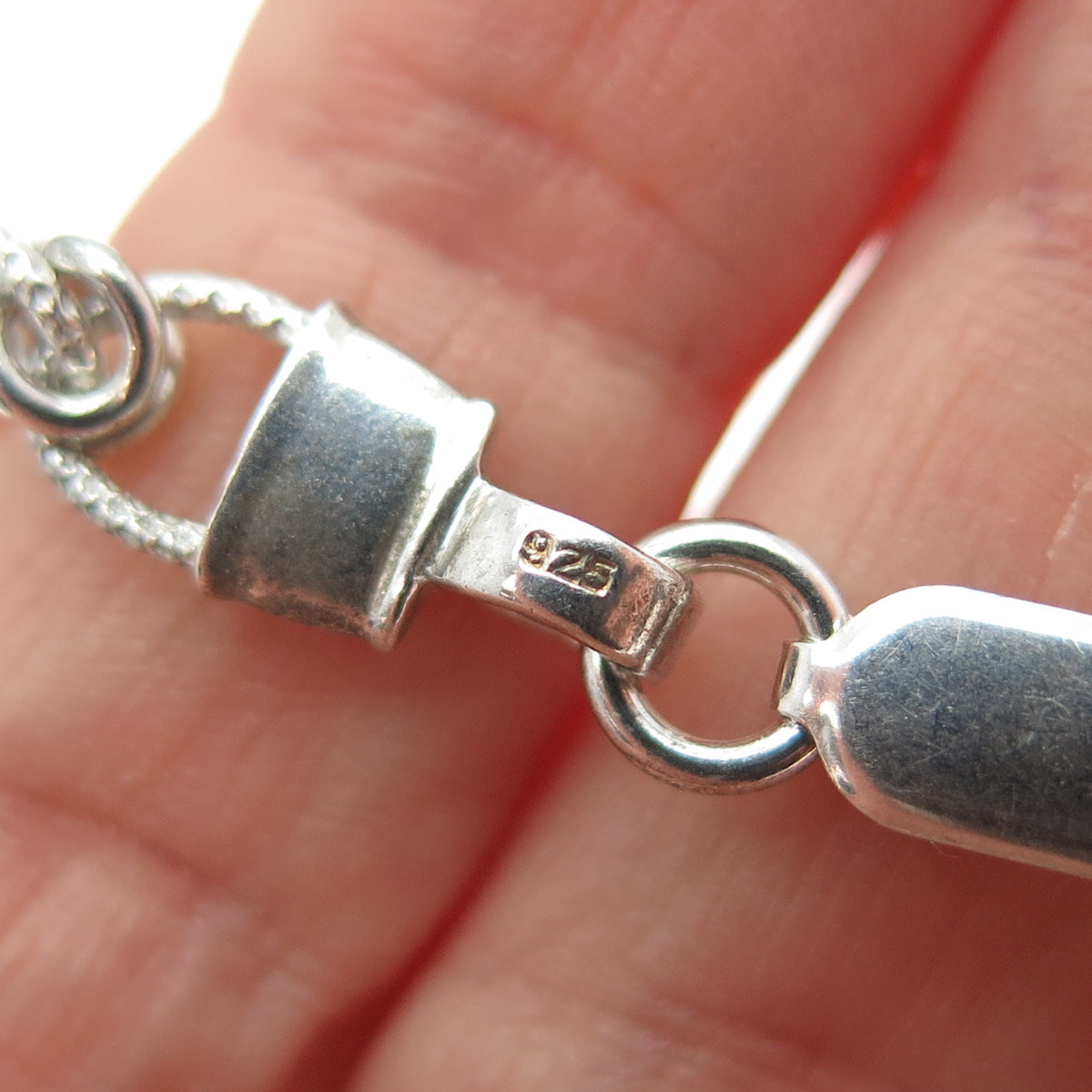 925 Sterling Silver Vintage Twisted Knot Oval Link Bracelet 7.25"