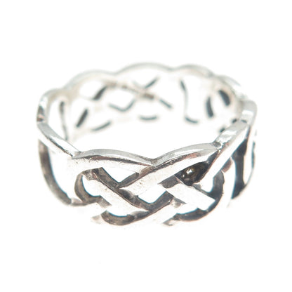 PSD 925 Sterling Silver Vintage Ireland Viking / Celtic Knot Band Ring Size 7.75