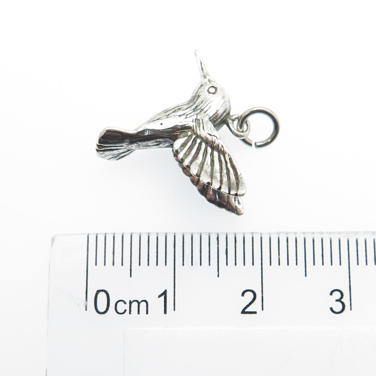 JEZLAINE 925 Sterling Silver Vintage Hummingbird 3D Charm Pendant