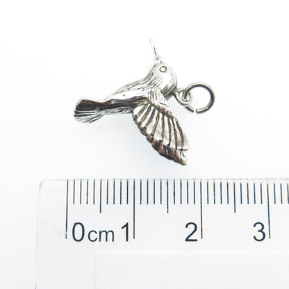 JEZLAINE 925 Sterling Silver Vintage Hummingbird 3D Charm Pendant