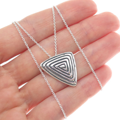 925 Sterling Silver Italy Modernist Triangle Spiral Cable Chain Necklace 18"