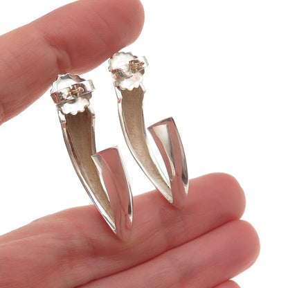 Krypell 925 Sterling Silver 14K Gold Posts Vintage Modernist Hoop Earrings