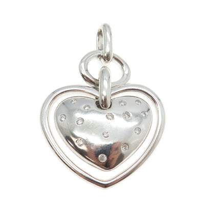 925 Sterling Silver Real Round-Cut White Diamond Moon Star Heart Pendant