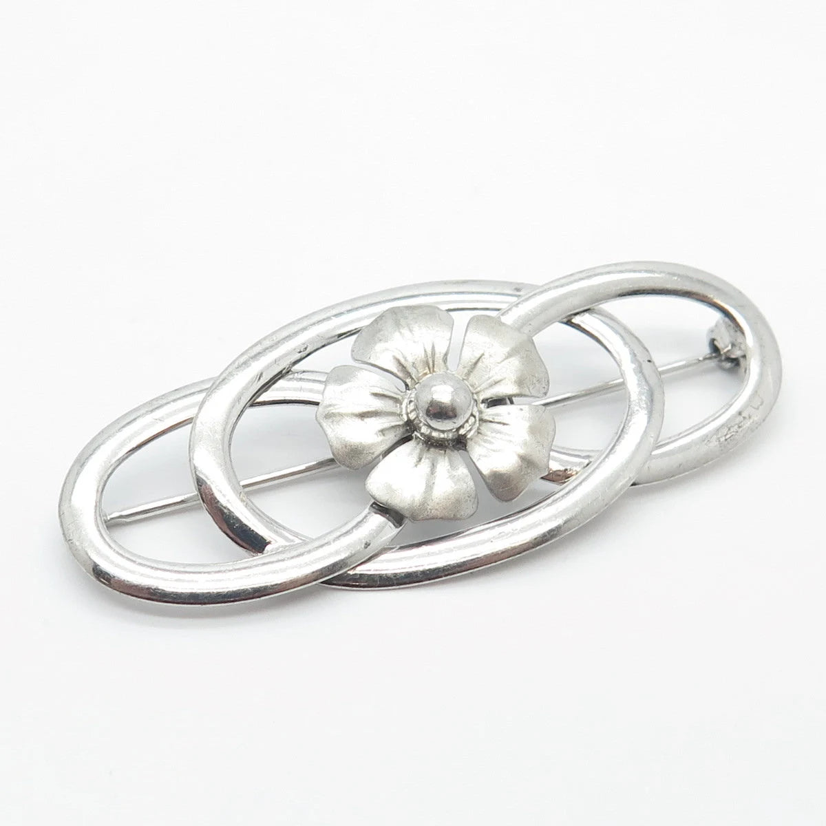 925 Sterling Silver Vintage Floral Pin Brooch