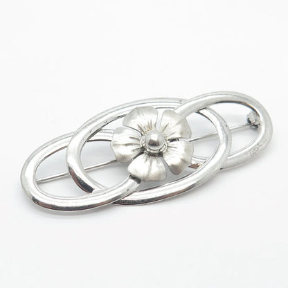 925 Sterling Silver Vintage Floral Pin Brooch