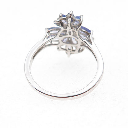 Chuck Clemency 925 Sterling Silver Real Tanzanite Floral Ring Size 8