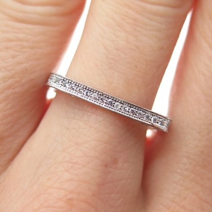 925 Sterling Silver Round-Cut C Z Eternity Stackable Square Band Ring Size 8.75