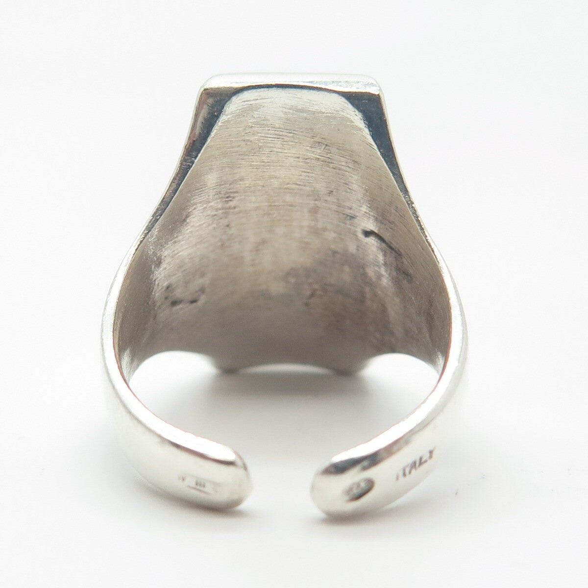 925 Sterling Silver Vintage Italy Enamel Adjustable Ring Size 5.25