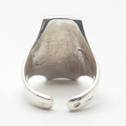 925 Sterling Silver Vintage Italy Enamel Adjustable Ring Size 5.25