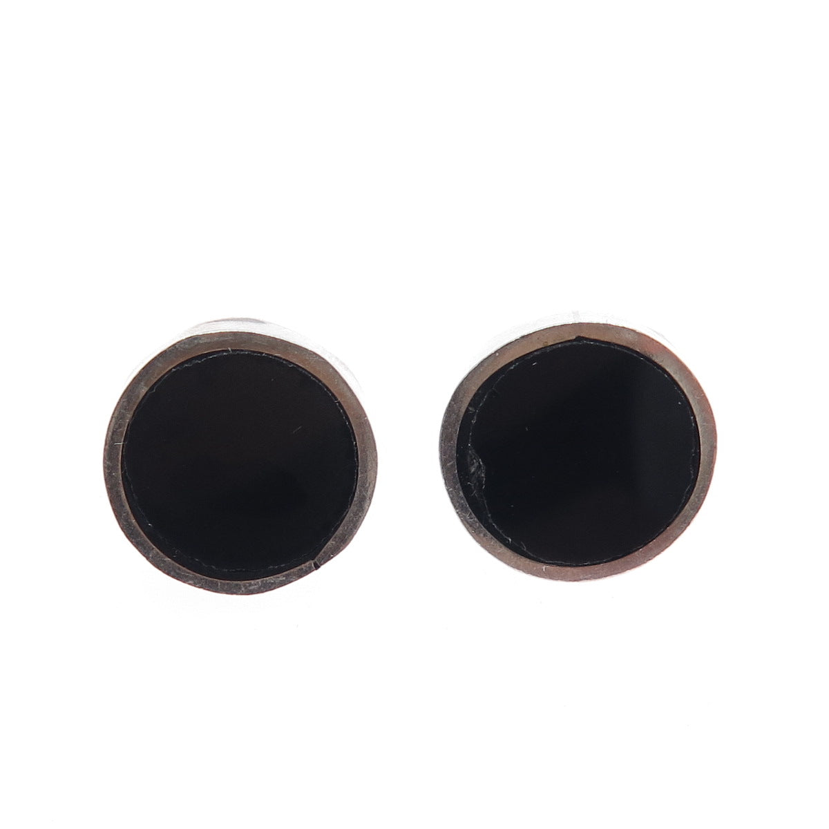 925 Sterling Silver Vintage Mexico Black Onyx Modernist Interchangeable Earrings