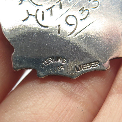 925 Sterling Silver Vintage LIEBER Black Enamel "225 PS" Pendant