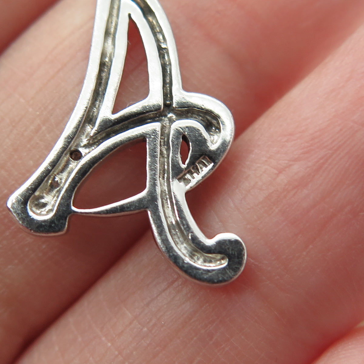 925 Sterling Silver Real Round-Cut Diamond Letter "A" Initial Pendant