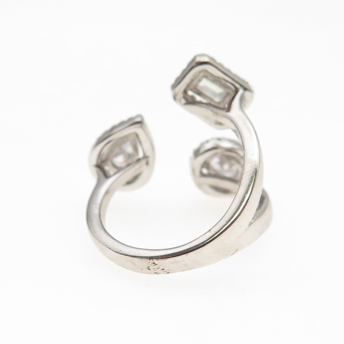 925 Sterling Silver Multi-Cut C Z Adjustable Ring Size 6
