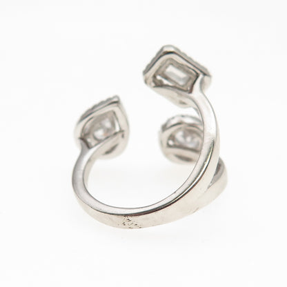 925 Sterling Silver Multi-Cut C Z Adjustable Ring Size 6