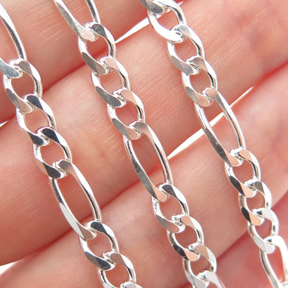 925 Sterling Silver Vintage Italy Figaro Chain Necklace 18"