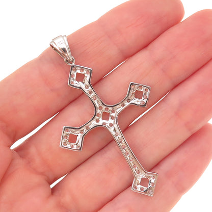 925 Sterling Silver Round-Cut C Z Cross Pendant
