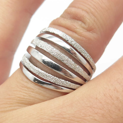 925 Sterling Silver Vintage RCI Multi-Bar Ring Size 6.5