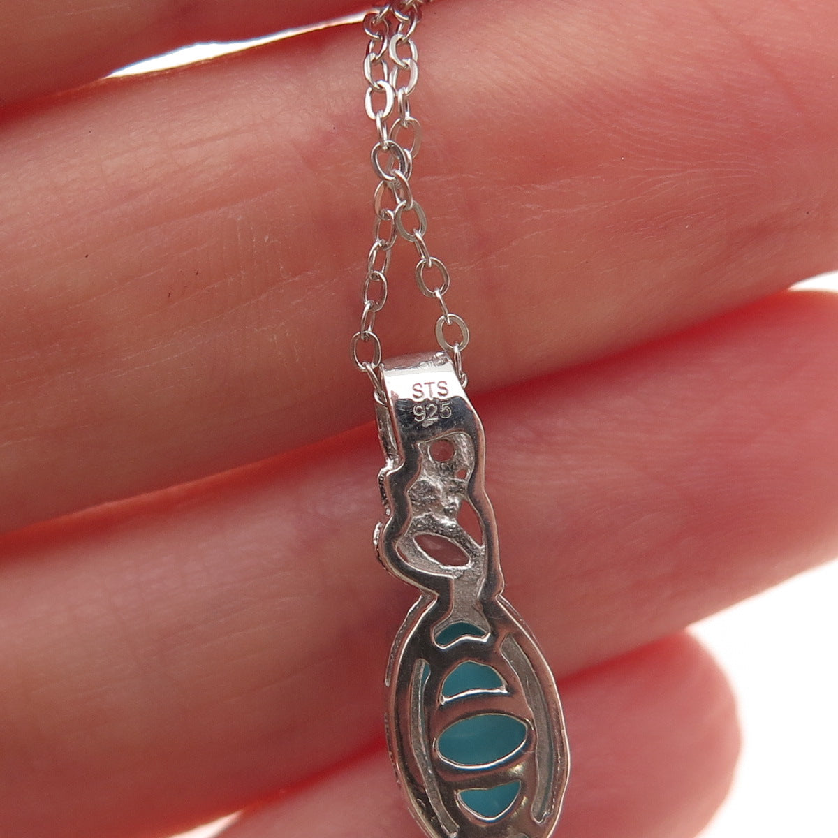 Chuck Clemency 925 Sterling Silver Real Tanzanite Aquamarine Chain Necklace 20"