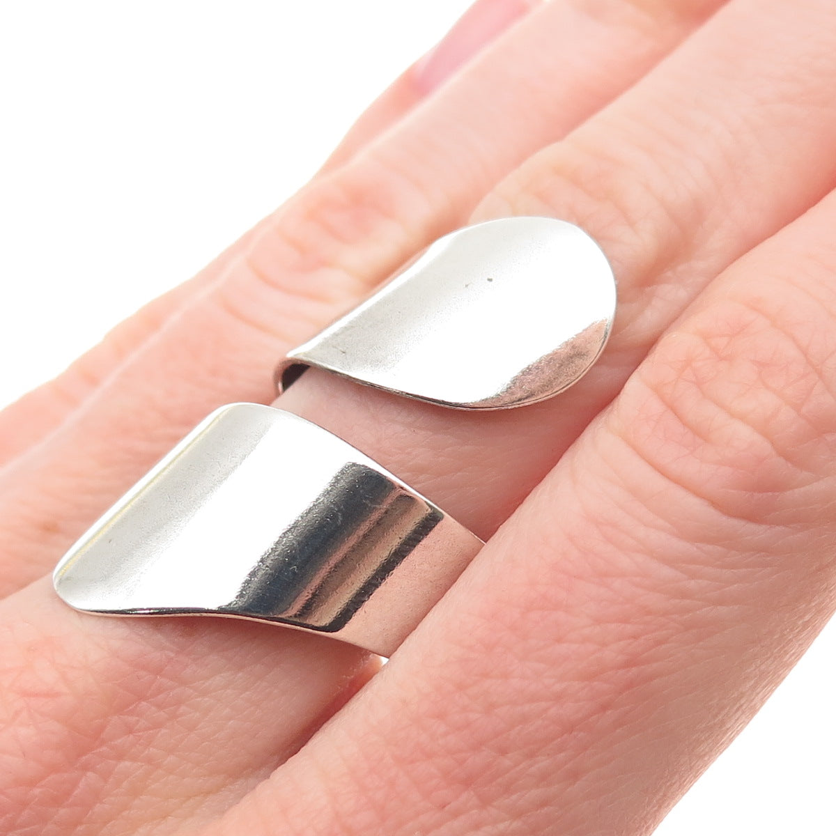 925 Sterling Silver Vintage Mexico Modernist Adjustable Ring Size 7.25