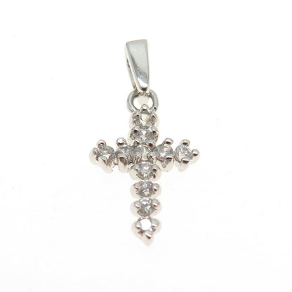 925 Sterling Silver Round-Cut C Z Cross Minimalist Pendant