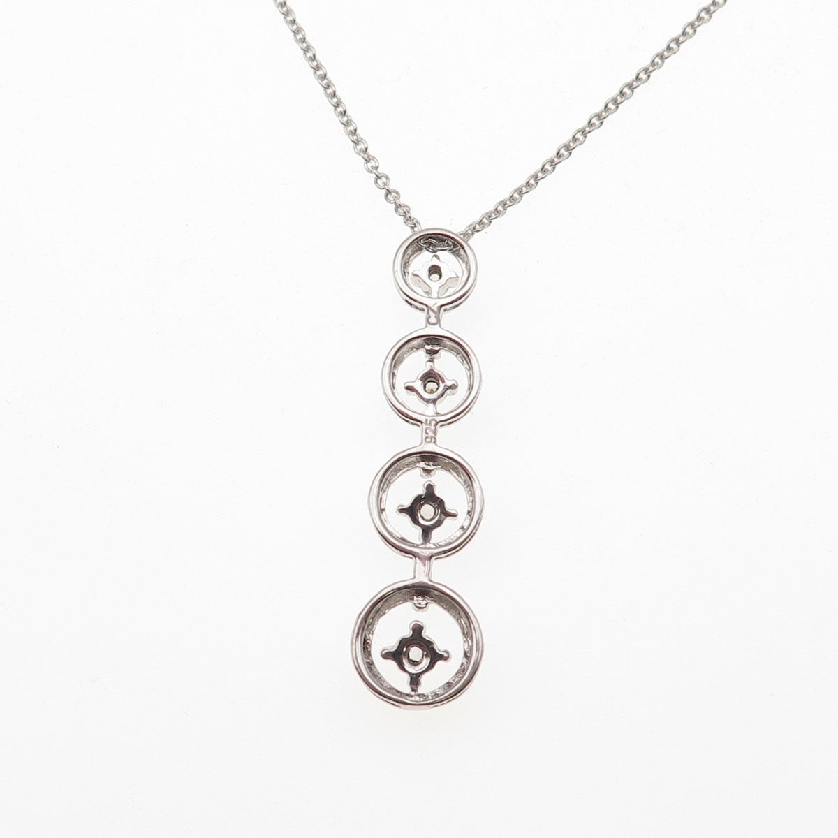 925 Sterling Silver Round-Cut C Z Graduated Drop Cable Chain Necklace 18"