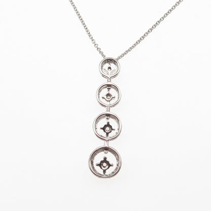 925 Sterling Silver Round-Cut C Z Graduated Drop Cable Chain Necklace 18"
