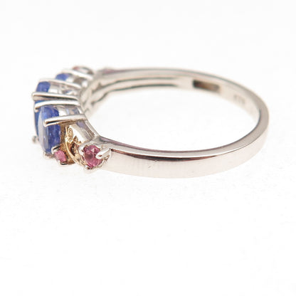Chuck Clemency 925 Sterling Silver 2-Tone Real Tanzanite Amethyst Ring Size 8.25