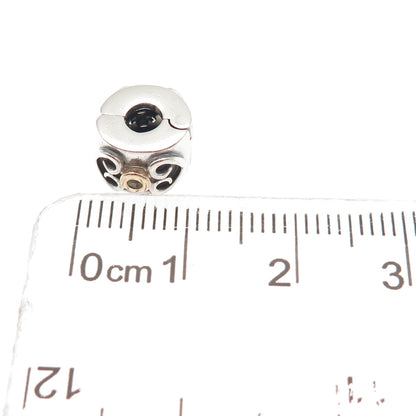 Pandora 925 Sterling Silver & Gold C Z Double Heart Clip Charm