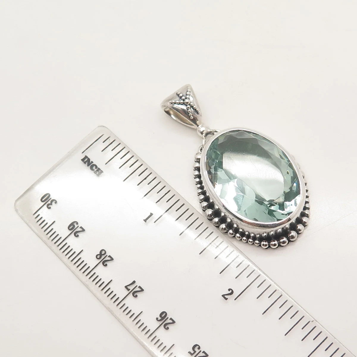 925 Sterling Silver Vintage Gemala Blue Glass Beaded Pendant
