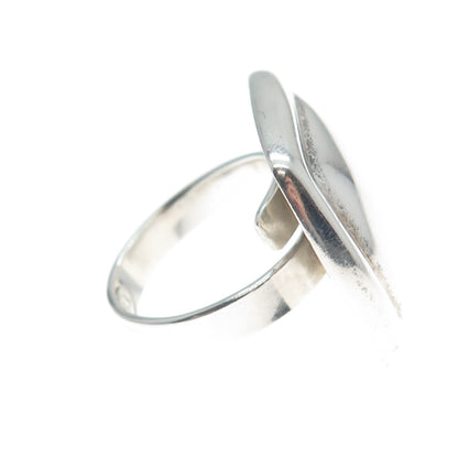 925 Sterling Silver Vintage EKA Mexico Modernist Square Ring Size 7.75