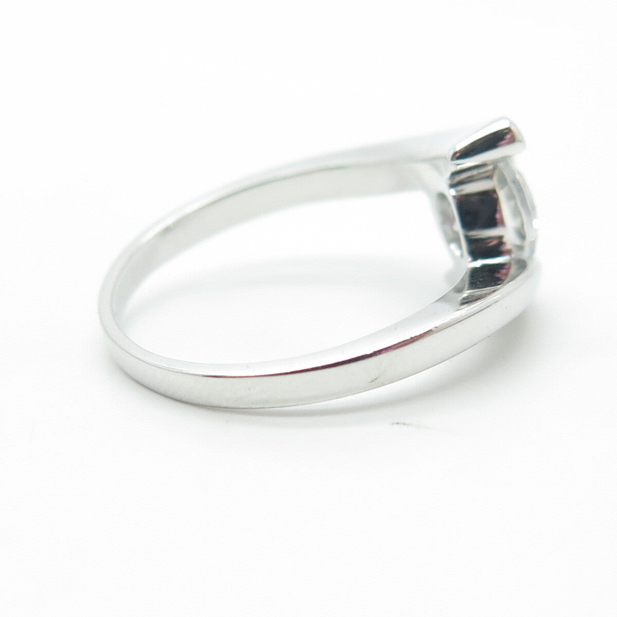 925 Sterling Silver Round-Cut Shaped C Z Bypass Engagement Ring Size 7