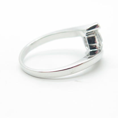 925 Sterling Silver Round-Cut Shaped C Z Bypass Engagement Ring Size 7