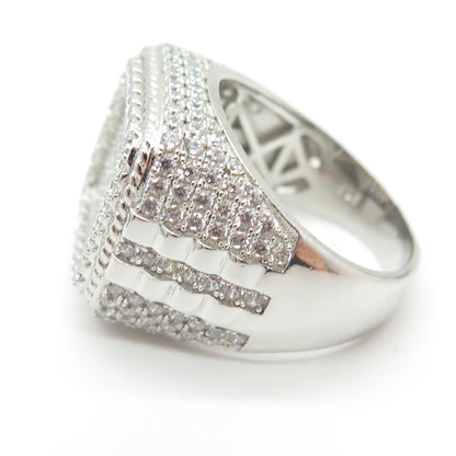 925 Sterling Silver Round-Cut Shaped C Z Domed Ring Size 10.25