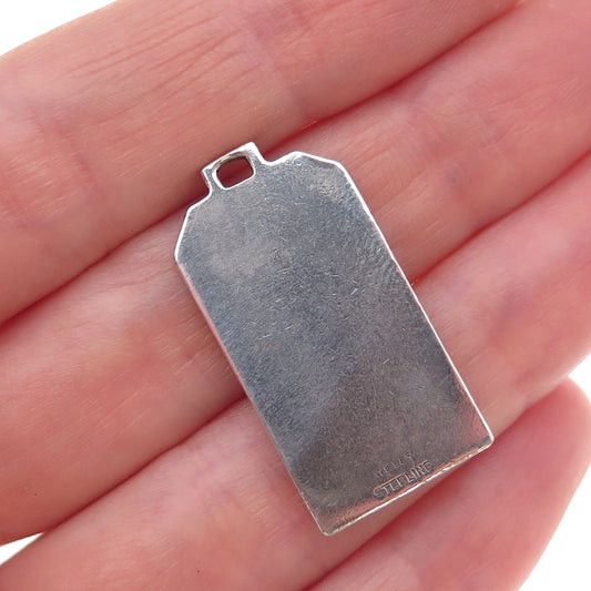 Wells 925 Sterling Silver Vintage Saint Christopher Oxidized Charm Pendant