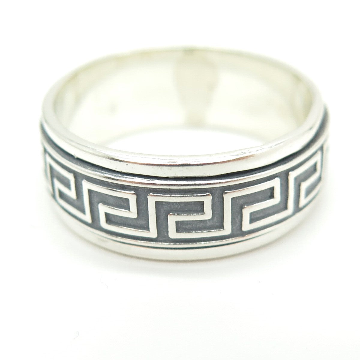 950 Silver Vintage Greek Maze Rotating Band Ring Size 12