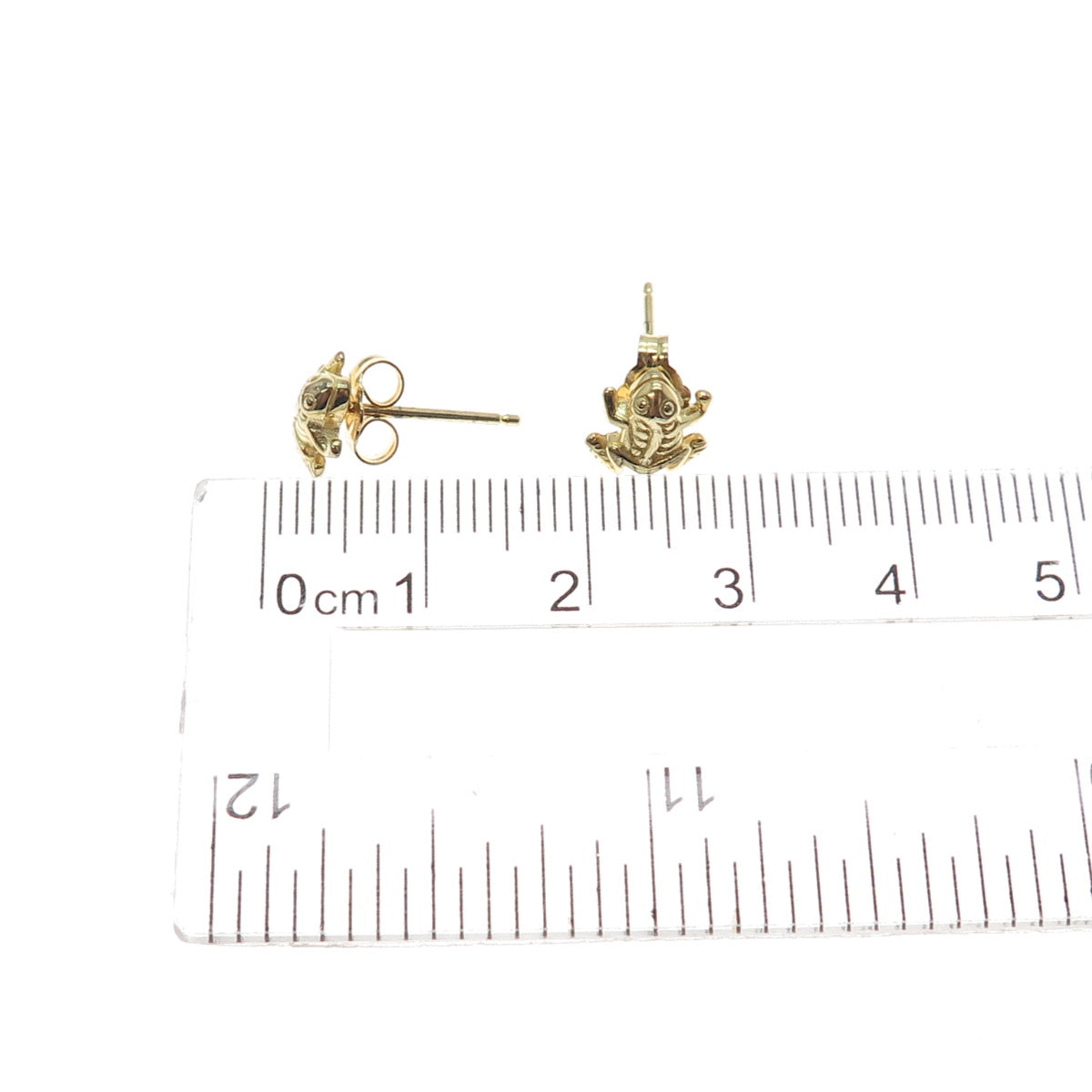 925 Sterling Silver Gold Plated Frog For Good Luck Stud Earrings