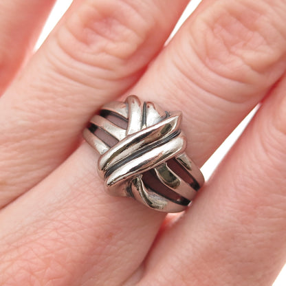 925 Sterling Silver Vintage Modernist Oxidized Ring Size 7