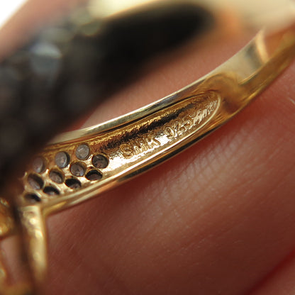 925 Sterling Silver Gold Plated Real Round-Cut Diamond & Ruby Ring Size 7.25