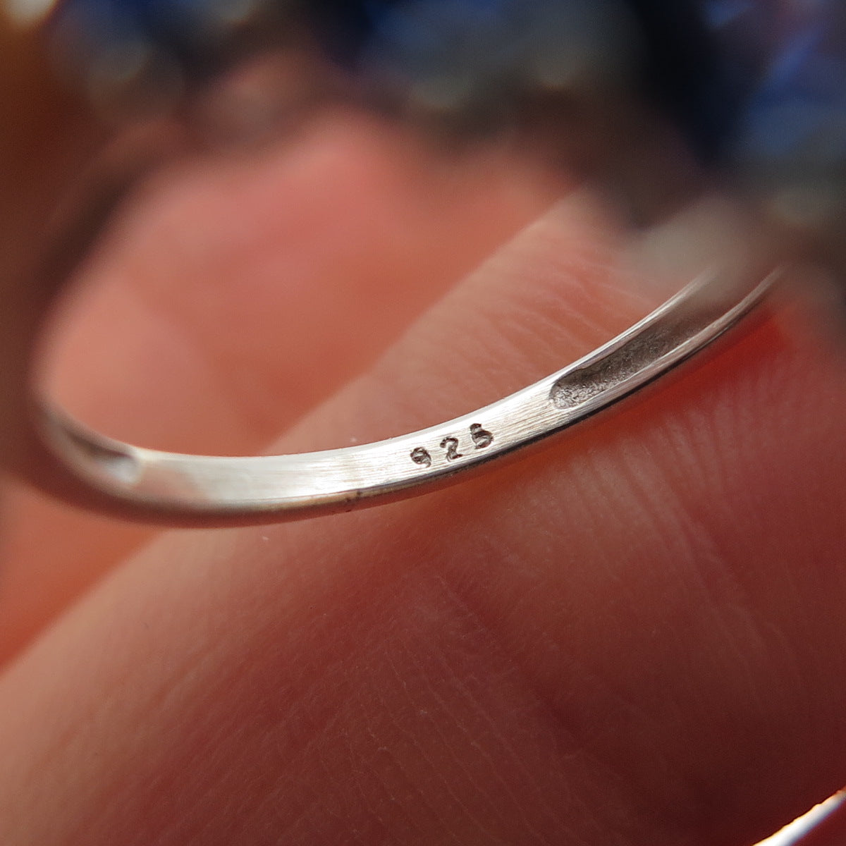 925 Sterling Silver Real Oval-Cut Sapphire Cluster Ring Size 5.5